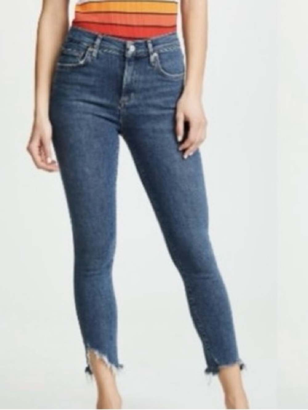 Agolde Sophie Skinny Blue Jeans with Raw Hem Size 26
